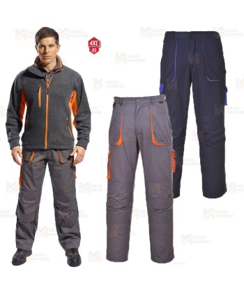 Pantalón laboral bicolor muy resistente color gris y naranja