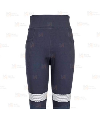 Pantalón laboral, elástico muy ajustado con cintas reflectantes para mujer color color negro