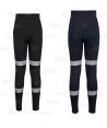 Pantalón laboral, elástico muy ajustado con cintas reflectantes para mujer color azul marino