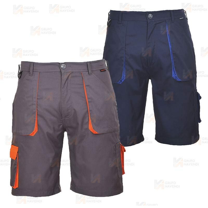 Bermuda laboral bicolor muy resistente bicolor gris y naranja