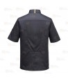 Chaqueta de cocina entallada altamente transpirable para mujer corta color negro