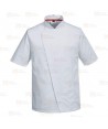 Chaqueta de cocina entallada altamente transpirable para mujer corta color blanco