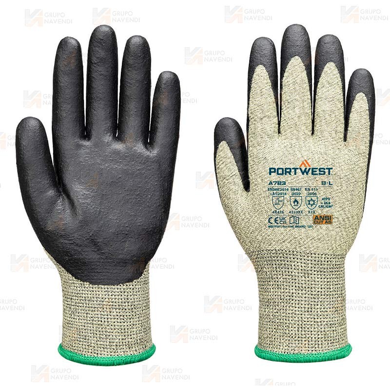 Guantes con protección a altas temperaturas (250º) y nivel anticorte D