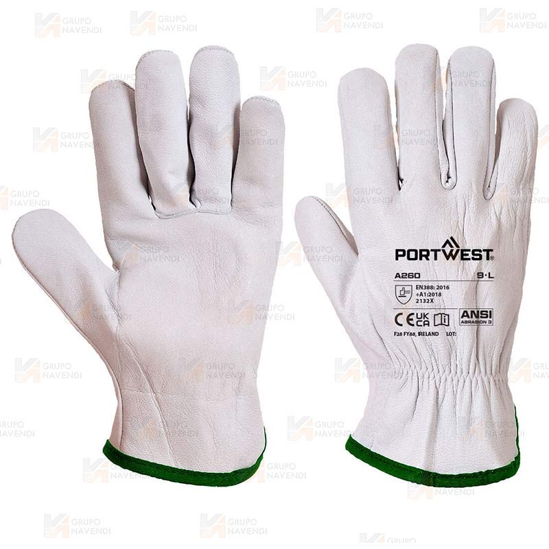 Guantes tipo conductor de piel flor de cabritilla