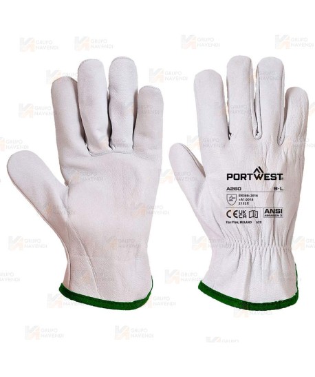 Guantes tipo conductor de piel flor de cabritilla