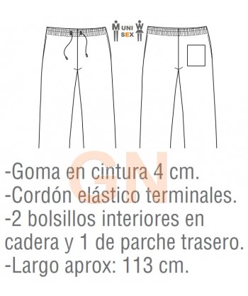 Pantalón lisos unisex de cocina con cordón y bolsillos