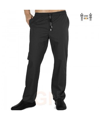 Pantalón lisos unisex de cocina con cordón y bolsillos color negro