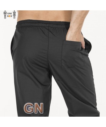 Pantalón lisos unisex de cocina con cordón y bolsillos color negro