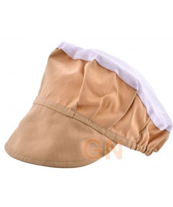 Cofia recoge pelo con visera y rejilla color beige