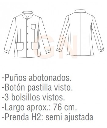 Chaqueta de hostelería para hombre cuello mao
