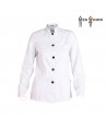 Chaqueta de hostelería para mujer cuello mao y manga larga color blanco