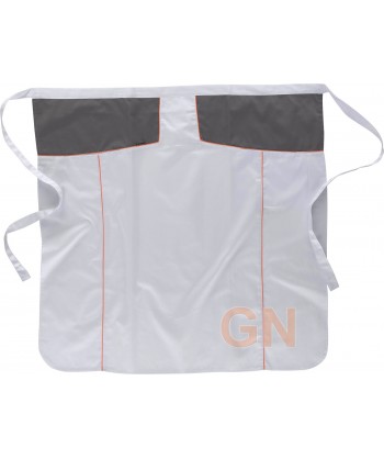Delantal francés largo combinado para cocina blanco/gris