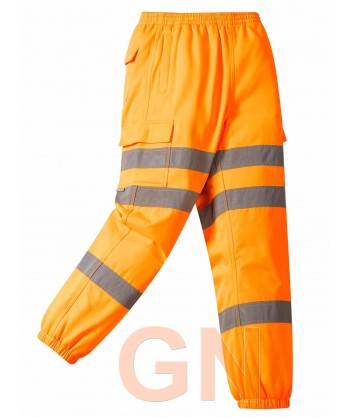 Pantalón deportivo con refuerzos en alta visibilidad naranja flúor