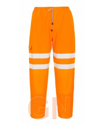 Pantalón deportivo con refuerzos en alta visibilidad naranja flúor