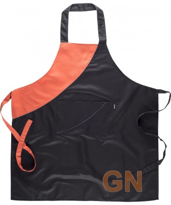 Delantal con peto y combinado para cocina negro/coral
