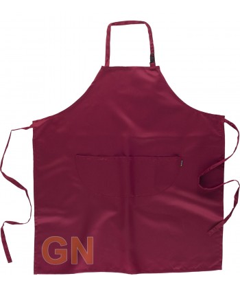 Delantal con peto liso para cocina y hostelería granate