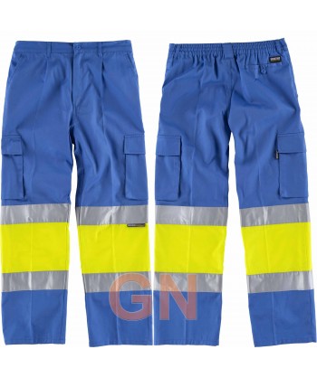 Pantalón bicolor alta visibilidad azulina/amarillo A.V.