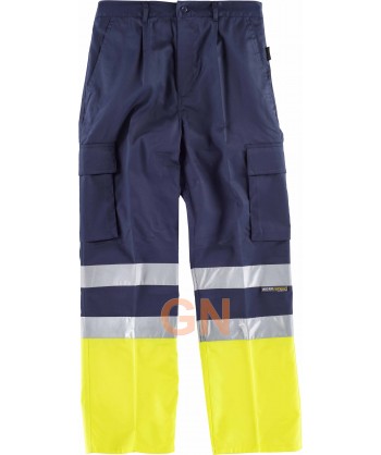 Pantalón bicolor de alta visibilidad marino/amarillo  flúor