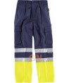 Pantalón bicolor de alta visibilidad marino/amarillo  flúor