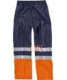 Pantalón bicolor multibolsillos con refuerzos de alta visibilidad marino/naranja flúor