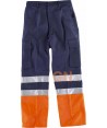 Pantalón bicolor multibolsillos con refuerzos de alta visibilidad marino/naranja flúor