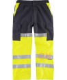 Pantalón bicolor multibolsillos, con refuerzos y alta visibilidad color amarillo flúor y marino