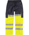 Pantalón bicolor multibolsillos, con refuerzos y alta visibilidad color amarillo flúor y marino