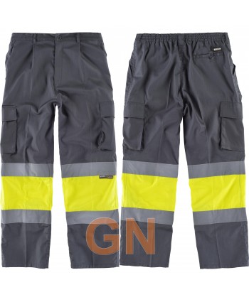 Pantalón bicolor alta visibilidad gris/amarillo A.V.