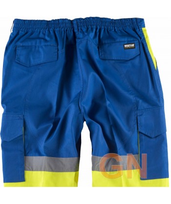 Pantalón bicolor alta visibilidad azulina/amarillo A.V.