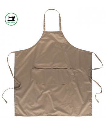 Delantal con peto de color liso y bolsillos  color beige