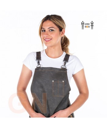 Delantal con peto de piel sintética gris marengo
