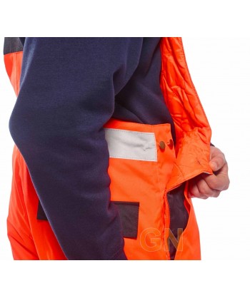 Peto de alta visibilidad bicolor, acolchado e impermeable color naranja flúor