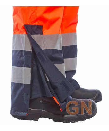 Peto de alta visibilidad bicolor, acolchado e impermeable color naranja flúor