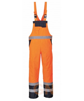 Peto de alta visibilidad bicolor, acolchado e impermeable color naranja flúor