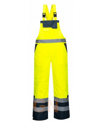 Peto de alta visibilidad bicolor, acolchado e impermeable color amarillo flúor
