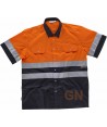 Camisa alta visibilidad bicolor de manga corta color naranja flúor y marino