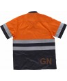 Camisa alta visibilidad bicolor de manga corta color naranja flúor y marino