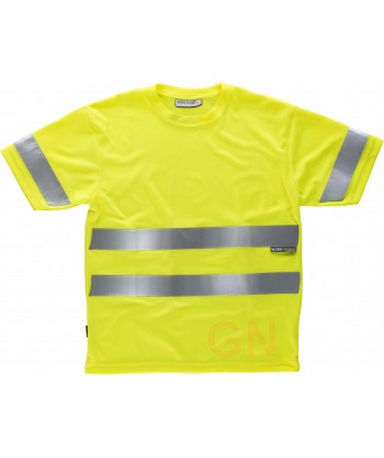 Camiseta alta visibilidad clase 2 de manga corta y transpirable amarillo flúor