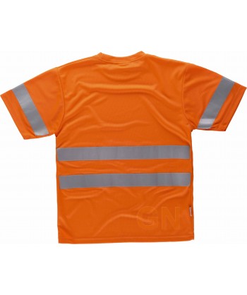 Camiseta alta visibilidad clase 2 de manga corta y transpirable naranja flúor