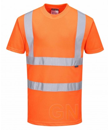 Camiseta manga corta, alta visibilidad color naranja