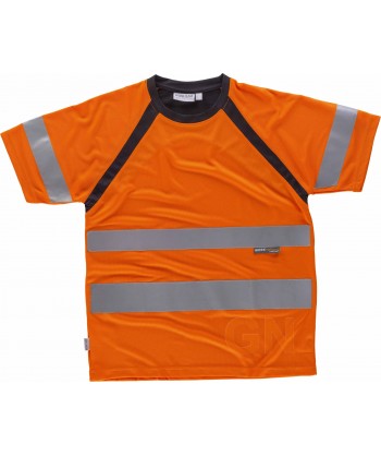 Camiseta bicolor alta visibilidad transpirable naranja/negro