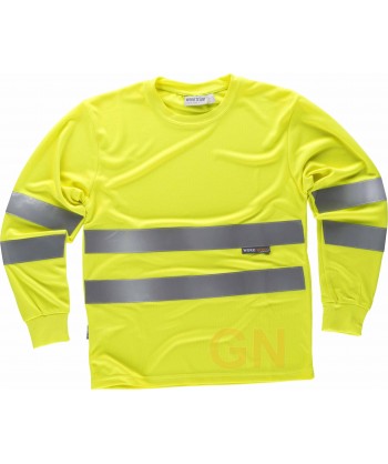 Camiseta de alta viabilidad transpirable de manga larga amarillo flúor