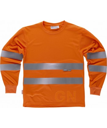 Camiseta de alta viabilidad transpirable de manga larga naranja flúor