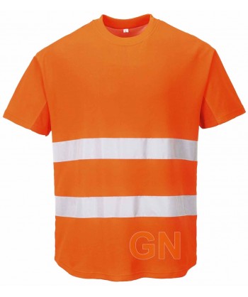 Camiseta bicapa manga corta transpirable naranja alta visibilidad
