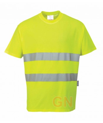 Camiseta bicapa manga corta amarilla alta visibilidad