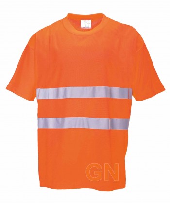 Camiseta bicapa alta visibilidad manga corta naranja A.V.