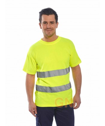 Camiseta bicapa manga corta amarilla alta visibilidad