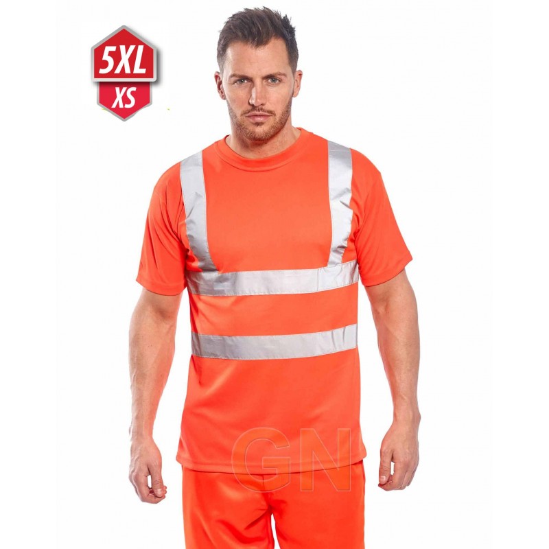Camiseta manga corta, alta visibilidad color naranja