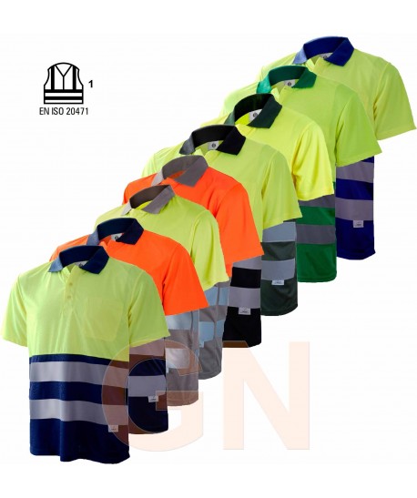Polo de manga corta bicolor alta visibilidad