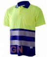 Polo de manga corta bicolor alta visibilidad azulina/amarillo A.V.